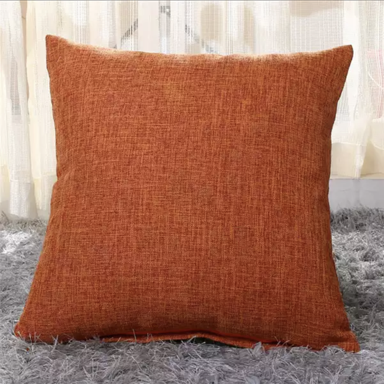 Orange Square Cotton Linen Throw Pillow Cover