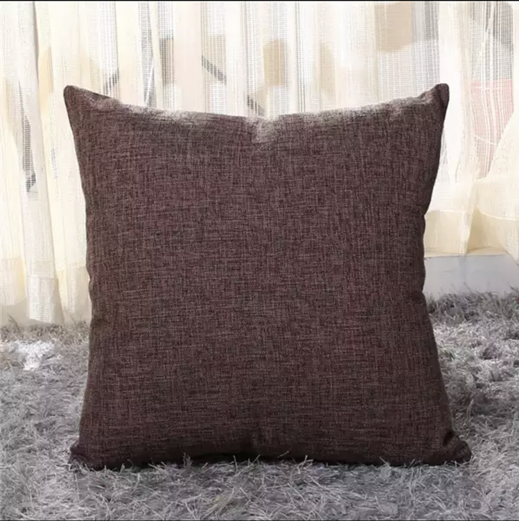 Brown Square Cotton Linen Throw Pillow Cover